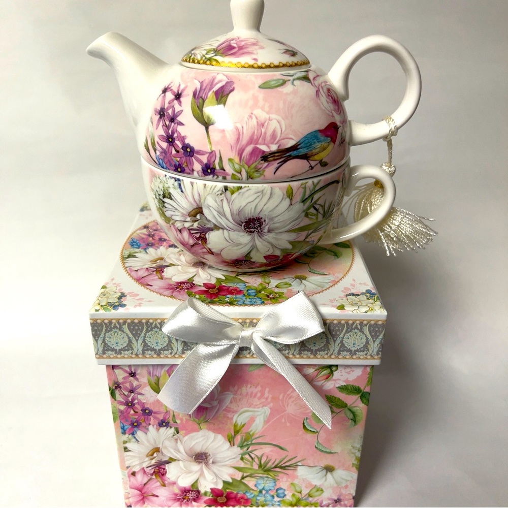 SUMMER RIVER Flowers&Birds Tea for One NWT